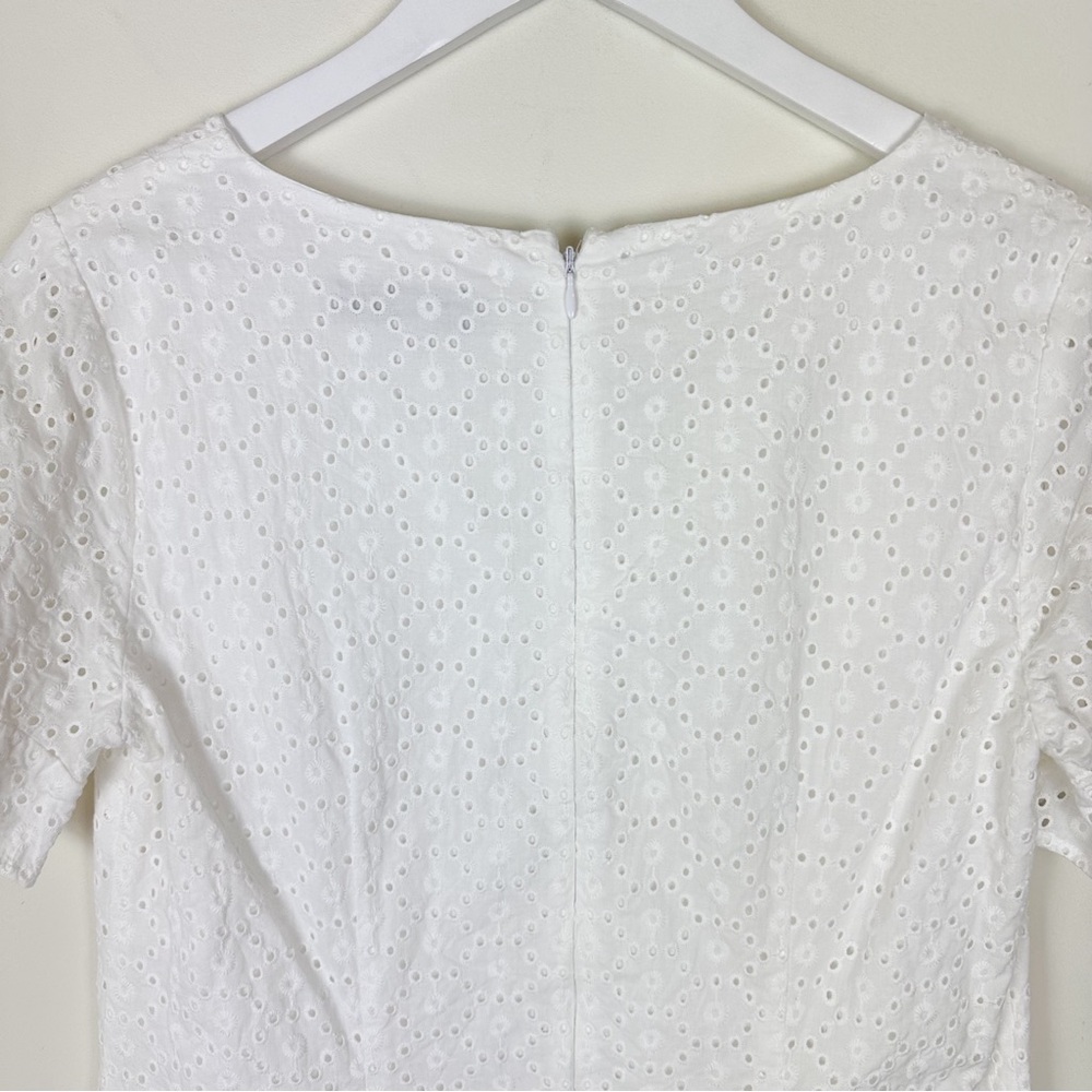 LOFT White Eyelet Mini Dress Short Sleeves - Picture 7 of 11